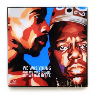 Tupac &amp; Biggie ทูแพ็ก + บิ๊กกี้ แร็พเปอร์ 2Pac Rapper Hip hop รูปภาพ​ติดผนัง pop art ฮิปฮอป กรอบรูป แต่งบ้าน