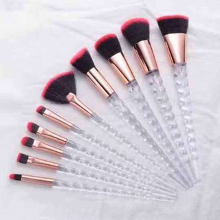 🦄 (สีใส) แปรงแต่งหน้ายูนิคอร์นสีใส 10 ชิ้น Make Up Brush Fancy