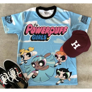 เสื้อยืด &amp; เดรสลาย Powerpuffgirl สีฟ้า