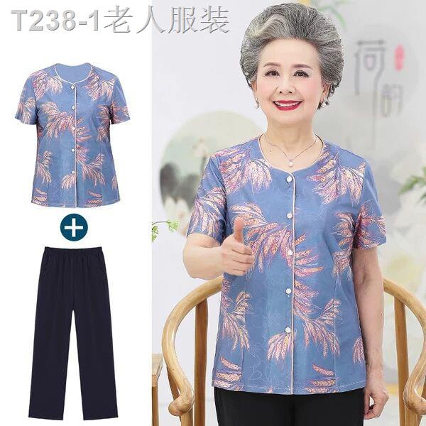 เสื้อผู้หญิง เสื้อคนแก่∏◊ ชุดแม่ฤดูร้อนของสตรีวัยกลางคนและผู้สูงอายุ 60-70-80 ปีเสื้อผ้าสตรีชราชุดฤดูร้อน