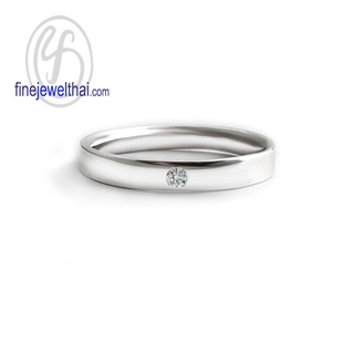 Finejewelthai-แหวน-แหวนเพชร-เพชรCZ-แหวนหมั้น-แหวนแต่งงาน-Diamond-CZ-Silver-Couple-Ring-R1412cz