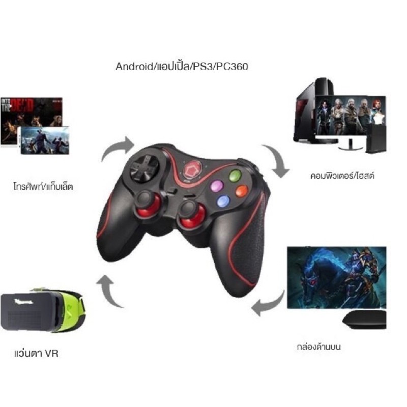 จอยเกมบลูทูธไร้สาย จอยเกม สำหรับโทรศัพท์มือถือสมาร์ทโฟนและแท็บเล็ตในระบบ
