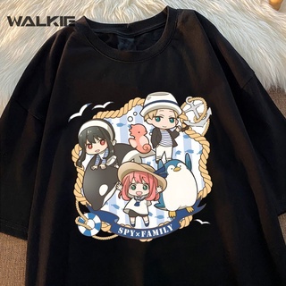 Walkie เสื้อยืดแขนสั้นลําลอง พิมพ์ลายการ์ตูนอนิเมะ Spy X Family Forger Anya สไตล์ญี่ปุ่น ฮาราจูกุ ฤดูร้อน สําหรับผู้ชาย