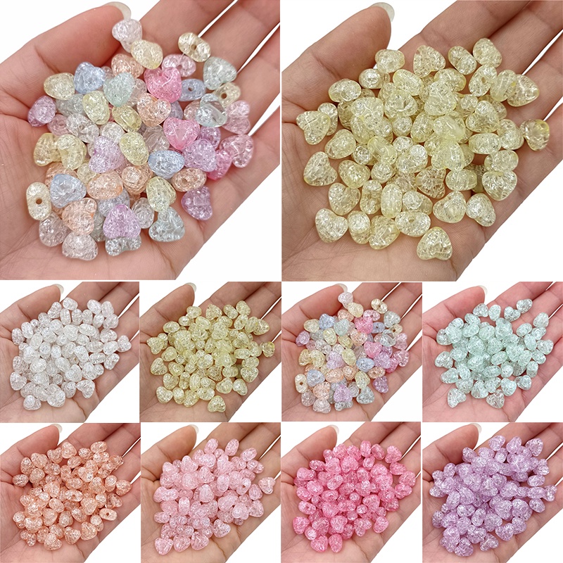 20/100pcs 9.8*11 มม.ลูกปัดอะคริลิครูปหัวใจหลวมลูกปัดสําหรับเครื่องประดับทํา DIY Craft