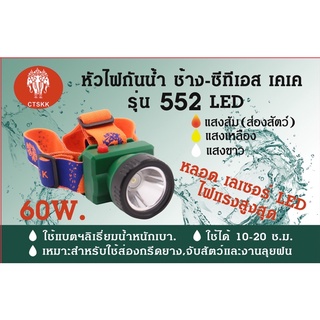 ไฟฉายคาดหัว ไฟกรีดยาง ไฟส่องสัตว์ รุ่น 552mini LED 60W ส่องไกล แบตอึด กันน้ำ [ รับประกัน1ปี ]