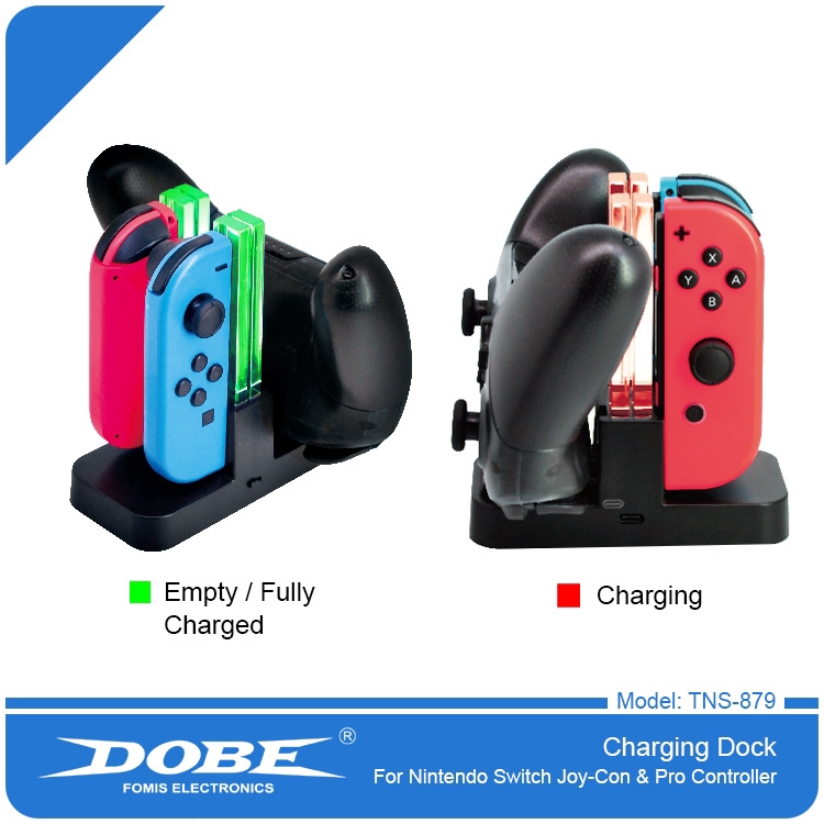 แท่นชาร์จไฟ led สําหรับ nintendo switch controller 4 in 1 แท่นชาร์จจอยJoy-Con Nintendo Switch Charging Dock Nintendo Switch Joy Con+Joy Pro ยี่ห้อ Dobe ของแท้