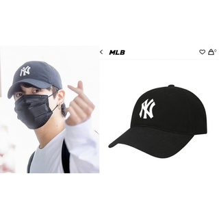 พรีฯ (ไม่รับปลายทาง)  💜 หมวก จองกุก MLB NEW YORK YANKEES NEW FIT BALL CAP สีดำ Freesize