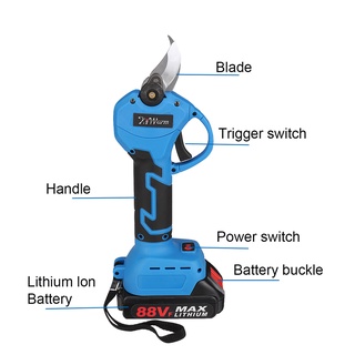 กรรไกรตัดแต่งกิ่งต้นไม้ไฟฟ้า ไร้สาย แบบชาร์จไฟ สําหรับแบตเตอรี่ 18V 88V