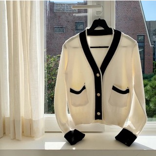 Sterrashop 🌷 Classic white-black cardigan เสื้อคลุม คาร์ดิแกน คลาสิก ขาว-ดำ