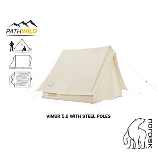 เต็นท์ NORDISK VIMUR 5.6 WITH STEEL POLES ทรงสามเหลี่ยมที่ไม่มีเสากลาง ใช้เชื่อมต่อกับเต็นท์ Midgard ได้
