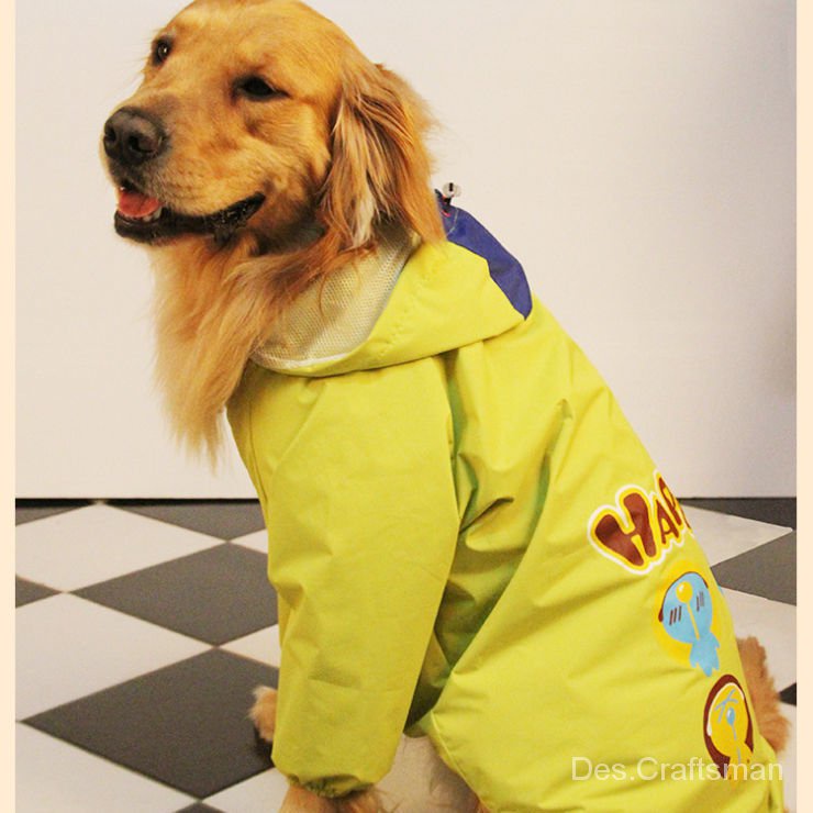 Hot SellDes.Craftsman Medium Large Dog Raincoat FourLegged Golden