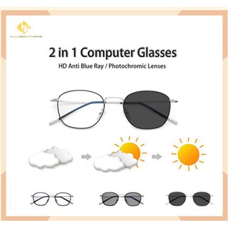 （จัดส่ง 24 ชม）แว่นตาป้องกันรังสี Photochromic สำหรับผู้หญิงผู้ชายเปลี่ยนเลนส์คอมพิวเตอร์แว่นตาแสงสีฟ้า