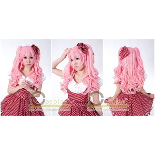 วิกผมทวินเทลโลลิต้าสีชมพูแซมบลอนด์ทอง Cosplay Lolita twintail pink lon wig 70CM