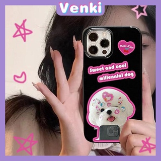 VENKI - Case For iPhone 14 Series TPU Soft Case Cute Puppy Glossy Black Candy Case Camera Protection Shockproof For iPhone 14 13 12 11 Plus Pro Max 7 Plus X XR