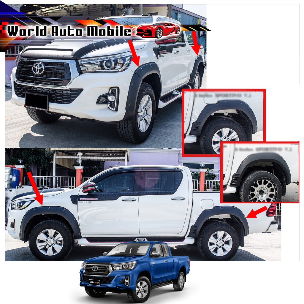 คิ้วล้อ ทรงเรียบ 6 นิ้ว TRD Sportivo หมุด Off Road ใส่ตัวยกสูง โตโยต้า ไฮลัค รีโว้ ล็อคโค Hilux Revo