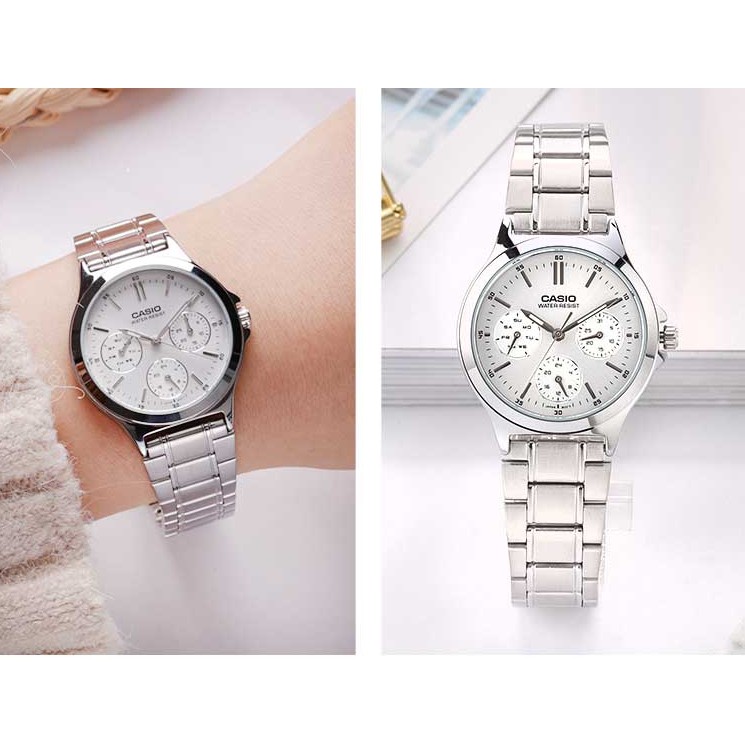 นาฬิกา Casio แท้ รุ่น LTP-V300D นาฬิกาข้อมือผู้หญิง สายแสตนเลส ดีไซน์สวยหรู - ของแท้ 100% รับประกันสินค้า 1 ปีเต็ม