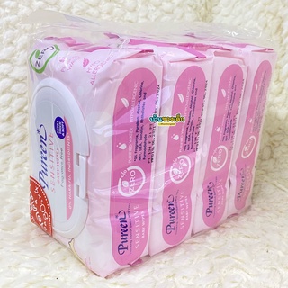 Pureen ผ้าเช็ดทำความสะอาดผิว Baby Wipes สูตร Sensitive  80s x 4  (สีชมพู)