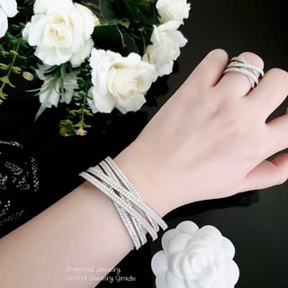 Diamond Bangle &amp; Ring กำไลข้อมือและแหวนเข้าเซต งานเพชร CZ แท้งานเกรดไฮเอนค่ะ ตัวแหวนฝังเพชรรอบวงเต็มๆเลย