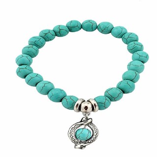 สร้อยข้อมือฟรีไซส์ ประดับลูกปัดสีฟ้าBracelet-s14-A/B Circle Penguin Dolphin