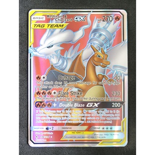 Reshiram &amp; Charizard Tag Team GX เรชิรัม &amp; ลิซาร์ดอน 194/234 Pokemon Card Gold Flash Light (Glossy) ภาษาอังกฤษ