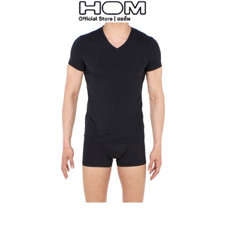 HOM (ออฮ์ม)เสื้อยืด รุ่น 401370-004 แขนสั้น คอวี เข้ารูป ผ้า Cotton นุ่มสบาย ใส่เป็นเสื้อตัวในหรือลำลอง