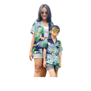 เสื้อฮาวาย เสื้อเด็ก เสื้อครอบครัว เด็ก&ผู้ใหญ่ Hawaiian aloha Shirts ハワイアンシャツ (นกเงือก)