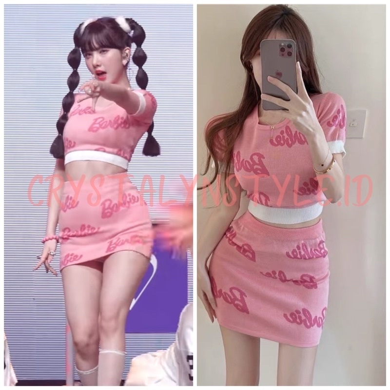 IMPORT* ชุดสองชิ้น / Barbie Eun Ha G-friend Korean Summer Crop Knit Suit