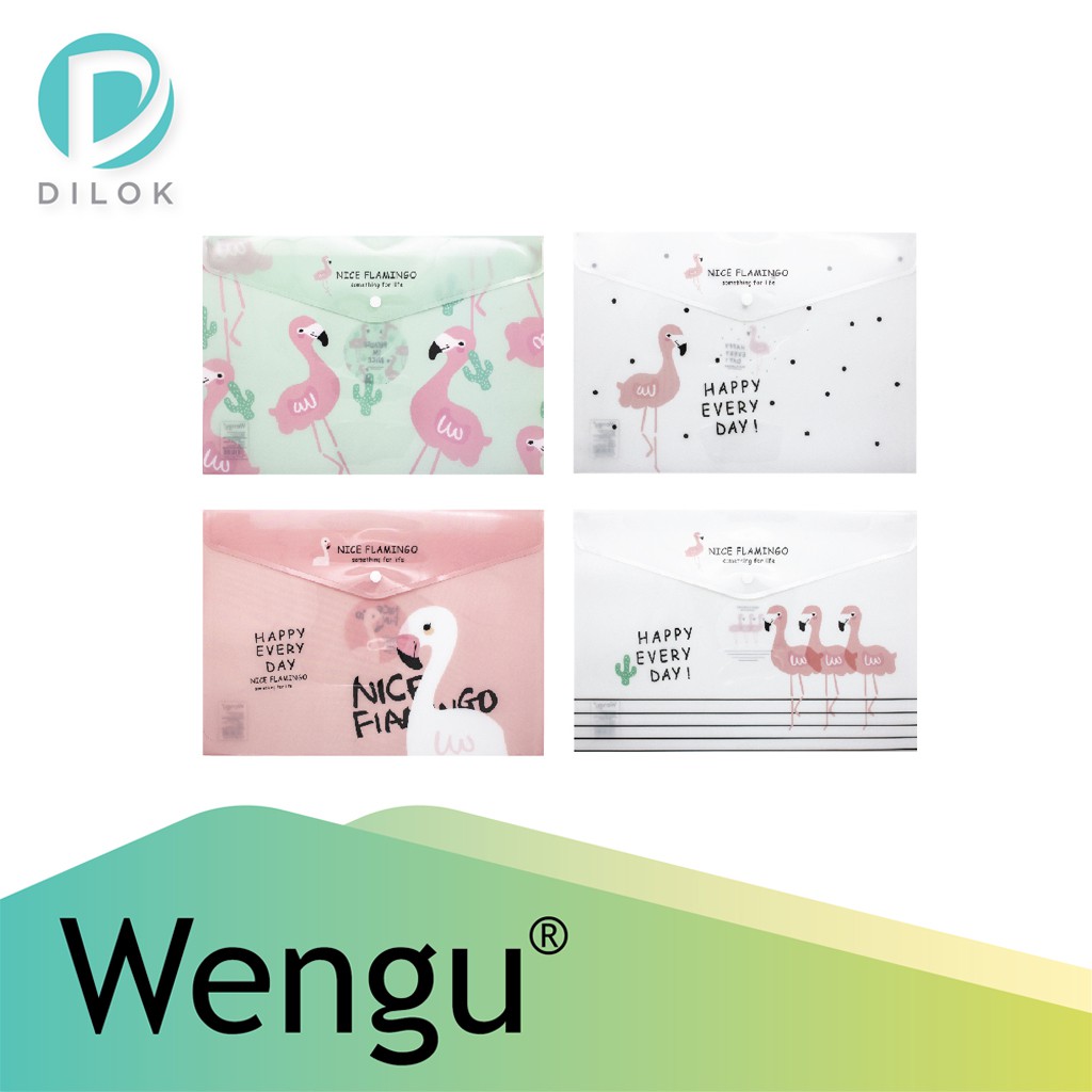 WENGU แฟ้มกระดุมลาย FMG ขนาด A4 ใส่เอกสารได้อย่างปลอดภัย กันน้ำ กันรอยพับ D260