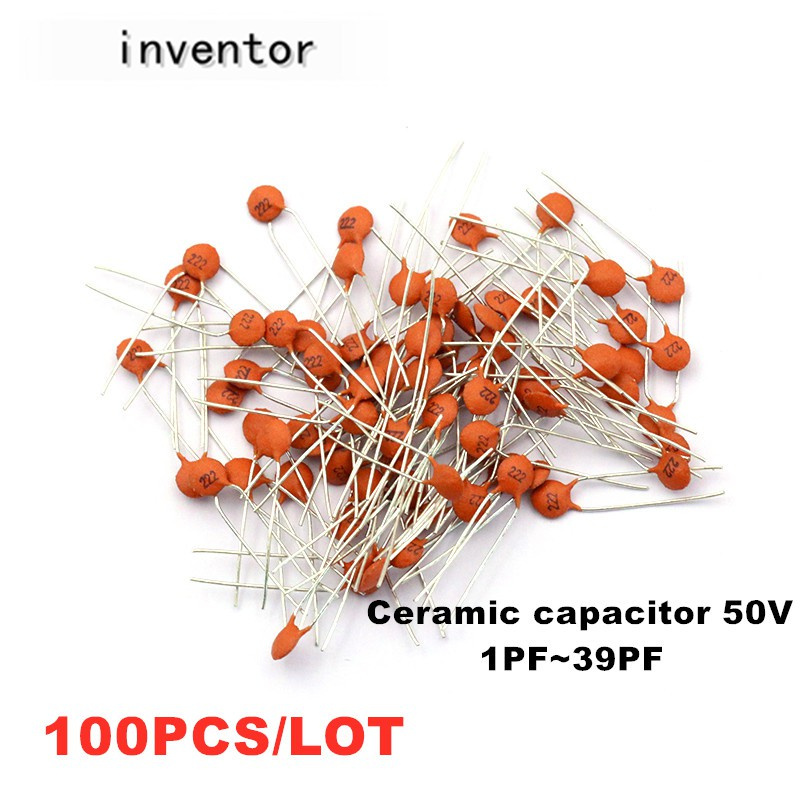 100pcs Ceramic capacitor 50V 1pF ~ 100nF 1PF 2PF 3PF 4PF 5PF 6PF 7PF 8PF 9PF 10PF 12PF 15PF 18PF 20P