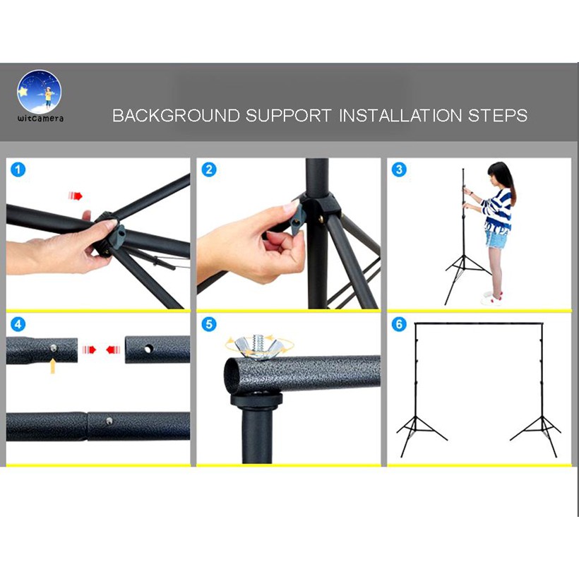 2.8M * 3M Adjustable Photography Background Support System Backdrop Stand Crossbar Kit Set for Muslins Backdrop