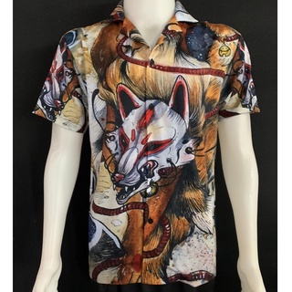 เสื้อฮาวายลายKitsune ผ้านุ่มลื่นใส่สบาย