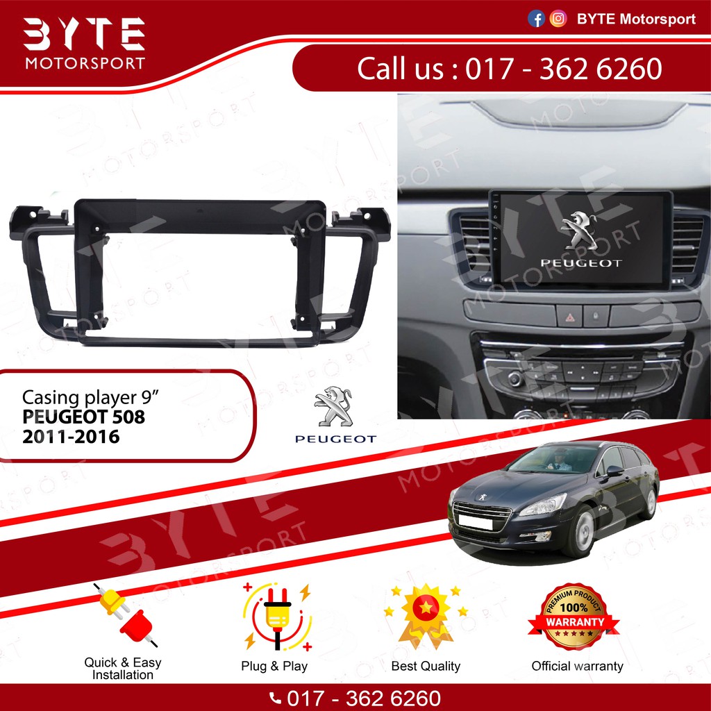 ปลอกเครื่องเล่น Android 9" Peugeot 508 2011-2016 (พร้อม Canbus)
