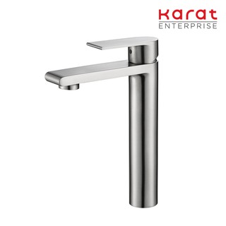 Karat Faucet ก๊อกผสมอ่างล้างหน้าทรงสูง แบบก้านโยกพร้อมป๊อปอัพ (สแตนเลส 304)