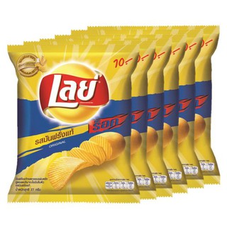 ✨ขายดี✨ เลย์ ร็อค มันฝรั่งแผ่นหยัก รสเกลือ 27กรัม x 6 ถุง Lays Rock Sliced ??Potatoes, Salt Flavor 27g x 6 Bags