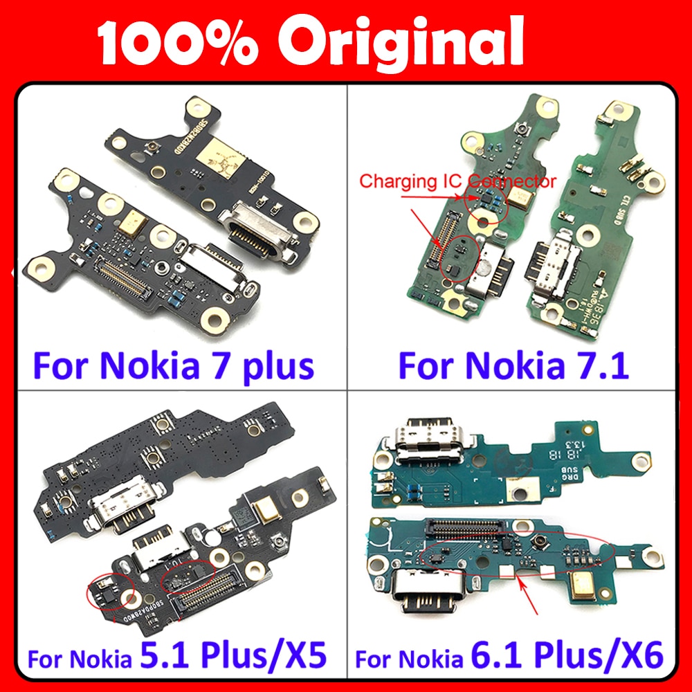 Original USB Charge Charging Port Dock Connector Mic Board Flex Cable For Nokia 6 7 plus 5.1 6.1 7.1
