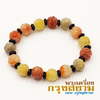 สร้อยข้อมือหินนำโชค หินหยกน้ำผึ้ง ขนาด 10 มิล เกรด Premium คัดหิน กำไลหินนำโชค ขนาดรอบวง 14 นิ้ว