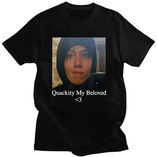 เสื้อยืดแขนสั้น ผ้าฝ้าย พิมพ์ลาย Quackity Beloved Merch สีดํา แฟชั่นฤดูร้อน สไตล์ฮาราจูกุ สําหรับผู้ชาย