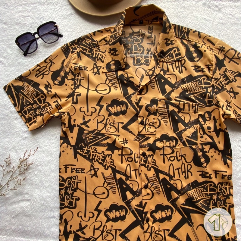 เสื้อลายกีต้าร์ S-3xl Hawaii เชิ้ตแขนสั้น