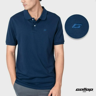 GALLOP : Mens Wear PIQUE POLO SHIRTS เสื้อโปโล ผ้าปิเก้ สีพื้น รุ่น GP9063 สี Navy - น้ำเงิน / ราคาปกติ 1290.-