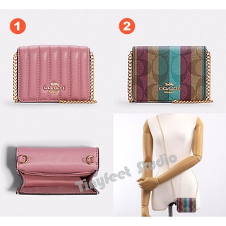 Coach C6091 C6127 C8091 กระเป๋าสตางค์มินิผู้หญิง Crossbody Sling Chain Purse Short Bag 6091 6127 8091