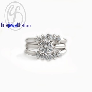 Finejewelthai แหวนเพชร-แหวนเงินแท้-แหวนเซ็ต-Diamond CZ-Silver-Set-Ring-R1402cz-R1184cz