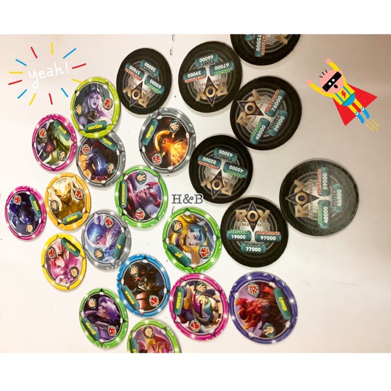 ROV เหรียญค่าพลัง อาร์โอวี 100เหรียญ หน้าสีหลังด ของเล่น ของสะสม การ์ด เหรียญ Rov