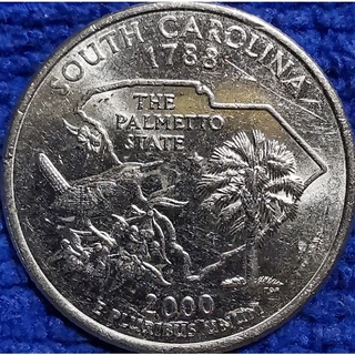 เหรียญ​สหรัฐอเมริกา​ USA, 1 Quarter, (South Carolina),# 1729E, ชุด​ State Quarter,​ ใช้แล้ว