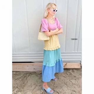 MM13609 เดรสพลาสเทลแขนบอลลูน pastel balloon sleeves dresspastel balloon sleeves dresspastel balloon sleeves dress