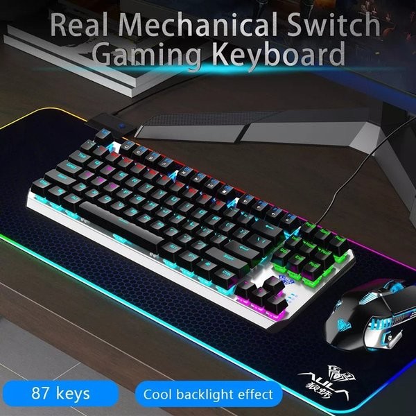AULA F2067 TKL K-RGD Blue Switch ใหม่ LED F-2067 คีย์บอร์ดเกมกล