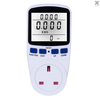 【toolhelper】ซ็อกเก็ตมิเตอร์ไฟฟ้า หน้าจอ LCD พร้อมไฟแบ็คไลท์ AC230V~250V