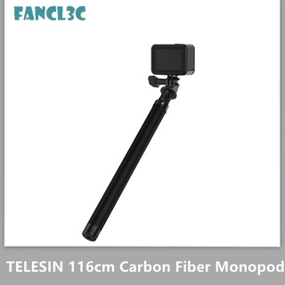 TELESIN 116 ซม. คาร์บอนไฟเบอร์ Monopod Selfie Stick ขยายได้ 1/4 สกรูสำหรับ DJI OSMO Action 3 GoPro Hero 10 9 8 7 Insta360 ONE X3 Osmo Pocket 2 iPhone