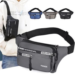 (w160) กระเป๋าคาดอก กระเป๋าคาดเอว ผ้ากันน้ำ5ซิป รวดลายเท่ๆ vgetbag