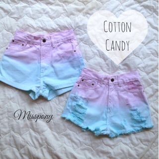 กางเกงย้อมสี dipdye สีชมพู-ฟ้า cotton candy