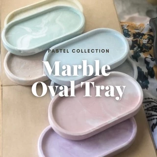 ถาดทรงรี ( Oval Tray) ลายหินอ่อน 8 สี 💙💚💛 ถาดวางเครื่องประดับ วางเทียนหอม พรอพแต่งห้อง